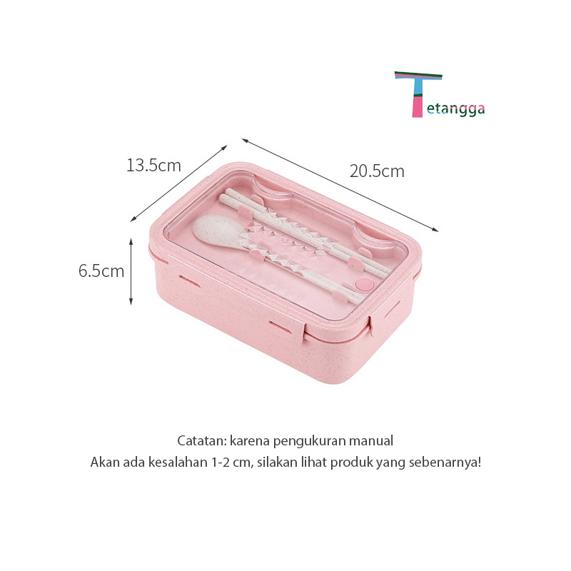 Lunch Box Kotak Makan 3 Grid Dengan Dengan Kotak Sup Dan Sendok Gratis Anti Tumpah Berbahan BPA FREE / TETANGGA