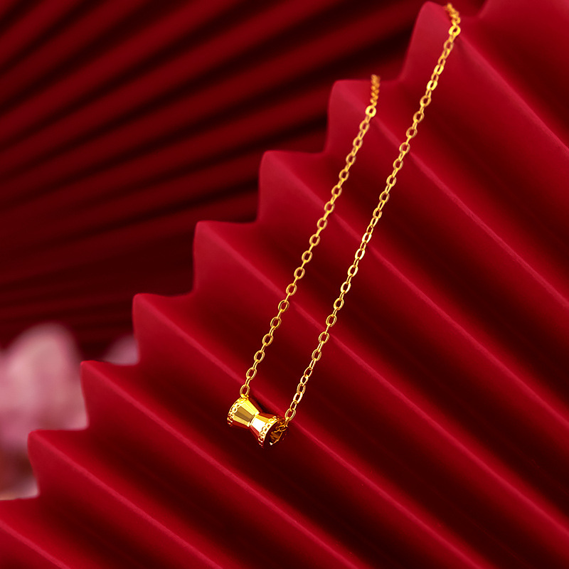 Kalung Rantai Dengan Liontin Pinggang Kecil Lapis Emas Asli Kadar 375 Untuk Wanita