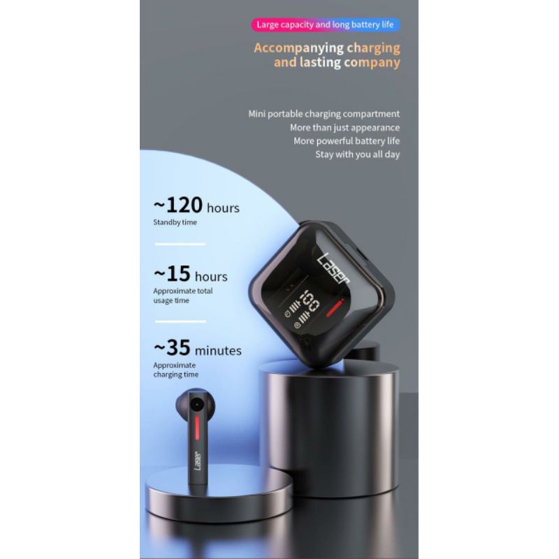 True Wireless Stereo / TWS  T-13 ORIGINAL LASER Earphone Bluetooth