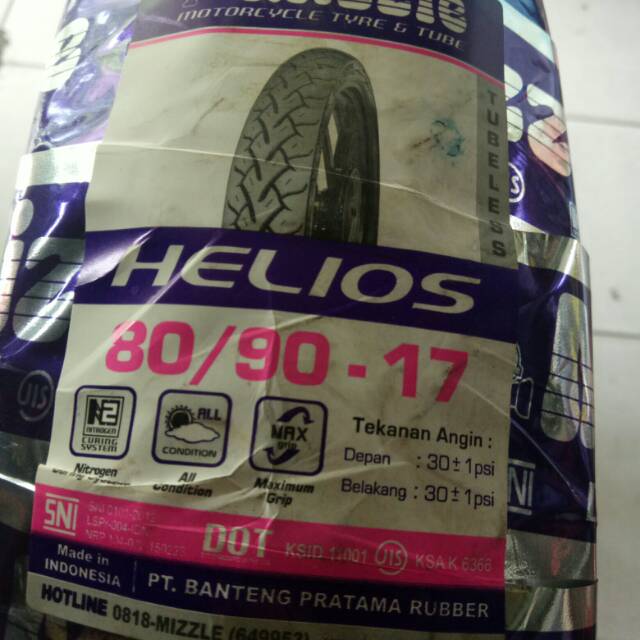 Ban Mizzle 80/90-17 HELIOS Tubeless