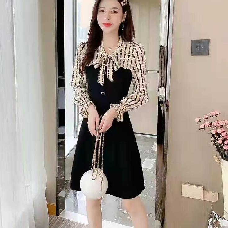 (VIRAL) dress korea/long dress/midi dress korea/dress hitam
