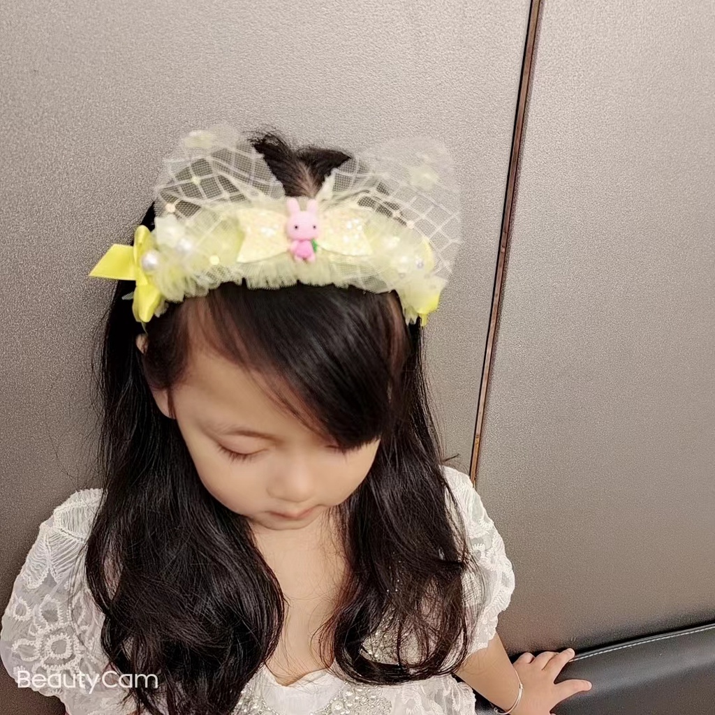 (Hello Girl)B48 Bando Anak Bando Mutiara Kelinci Import