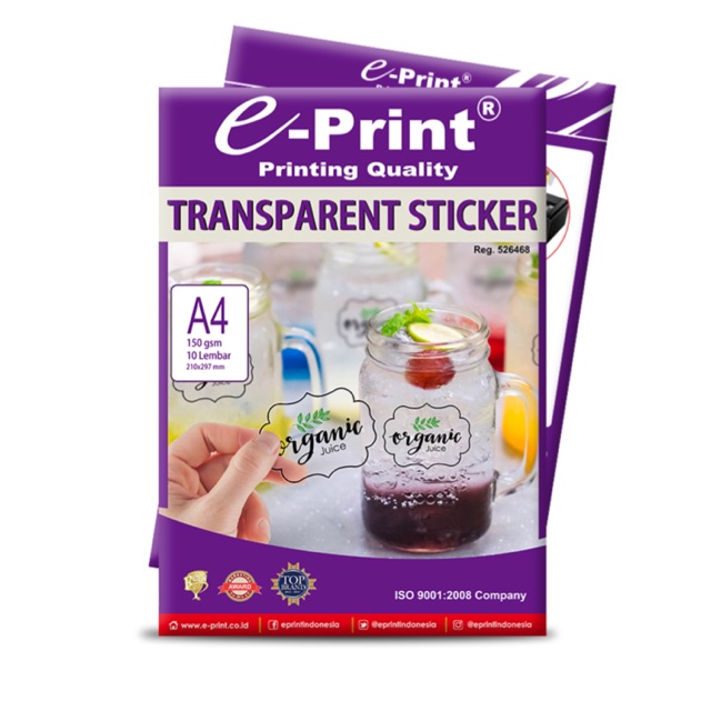 

e-Print Transparent Sticker A4 150GSM