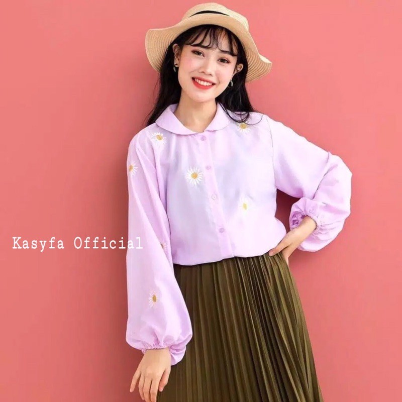 DAISY SUN FLOWER SHIRT TOP BLOUSE // BLOUSE BORDIR BUNGA MATAHARI