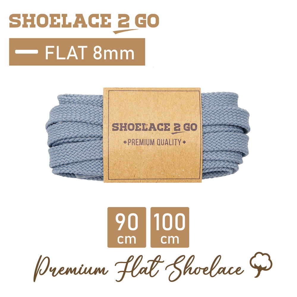 SHOELACE 2 GO PREMIUM TALI SEPATU GEPENG PIPIH FLAT J12 - BLUE