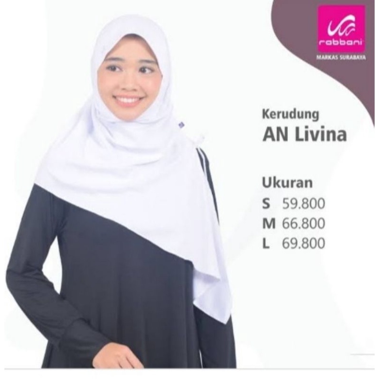 KERUDUNG SEKOLAH INSTAN RABBANI LIVINA UK .S ( COD )