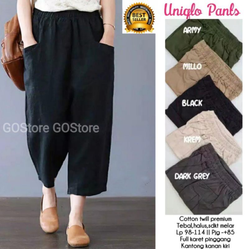 UNIQLO PANTS / WILLOW PANTS | Celana Katun Wanita | Celana Wanita Kekinian Motif Korea