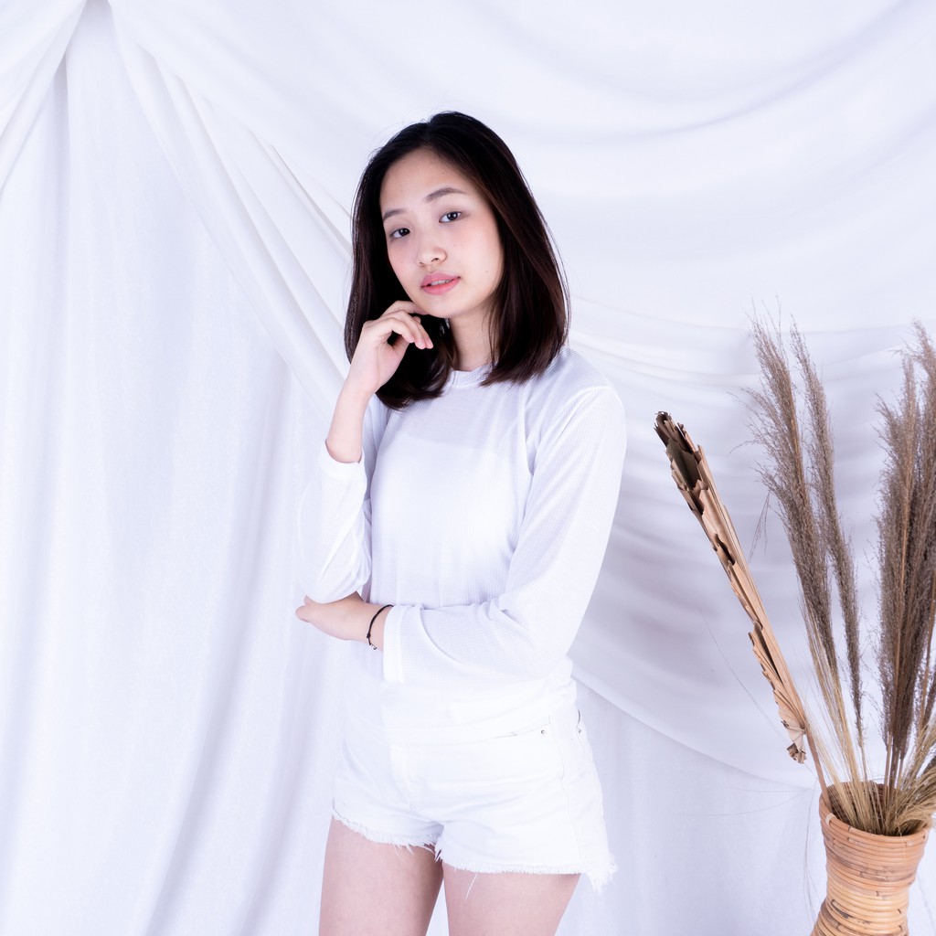 Kally RIB  - Longsleeve Rib Basic Sweater Premium Baju Lengan Panjang Wanita-PUTIH