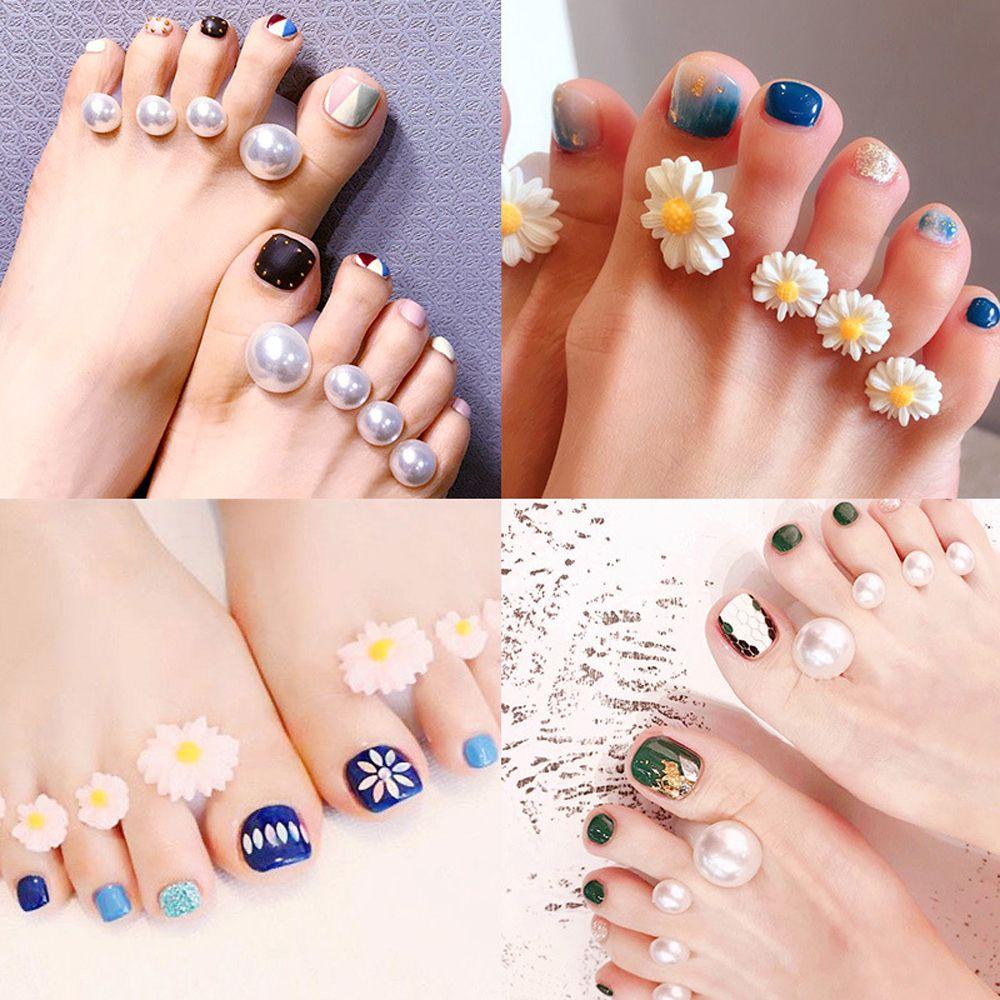 AUGUSTINA Augustina Pemisah Kuku Kaki Lucu Silikon Pedicure Perawatan Manicure Daisy Bunga Nail Art Alat Pelurus Jari Kaki