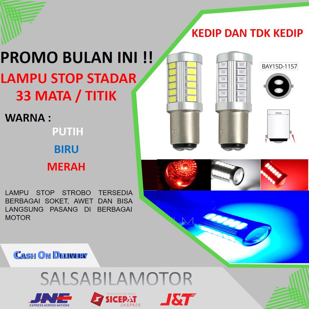 STOP LAMPU BELAKANG MOTOR KEDIP / NON KEDIP 33TITIK MATA 2KAKI BEAT VARIO MIO MX VEGA SUPRA PRO CB