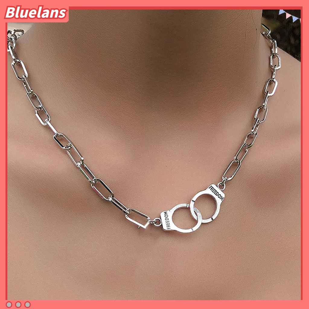 Kalung Rantai Desain Borgol O Unik Infinity Interlocking Circle Collar Bahan Stainless Steel Untuk Wanita