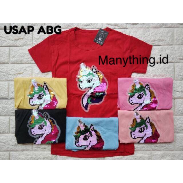 PROMO LIVE 100rb = 3pcs Kaos usap cewek unicorn premium quality