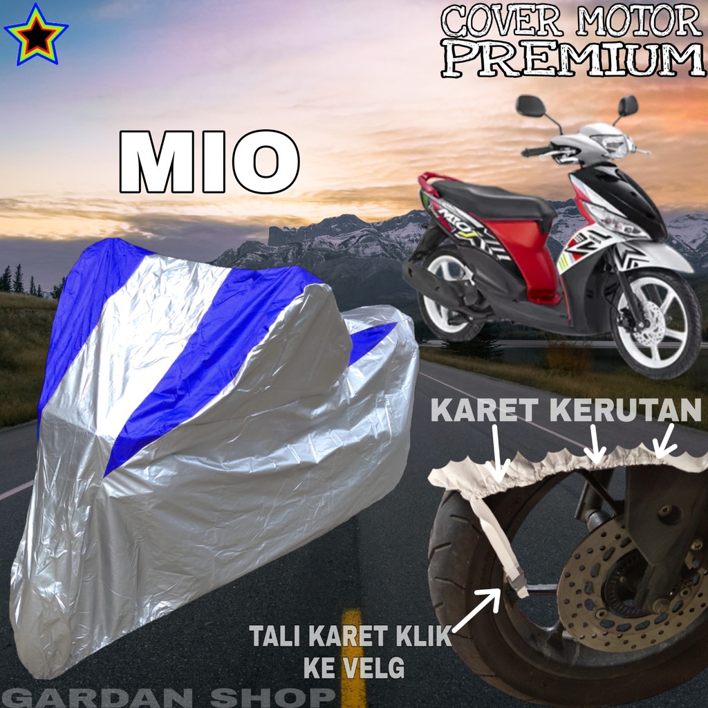 Sarung Motor MIO Silver BIRU Body Cover Mio PREMIUM