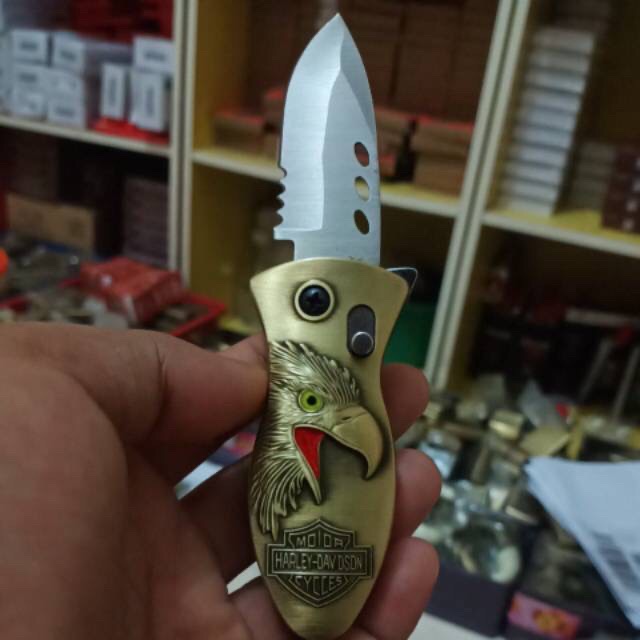 KOREK API GAS ELANG SL3693 PISAU LIPAT FOLDING KNIFE MANCIS LIGHTER UNIK