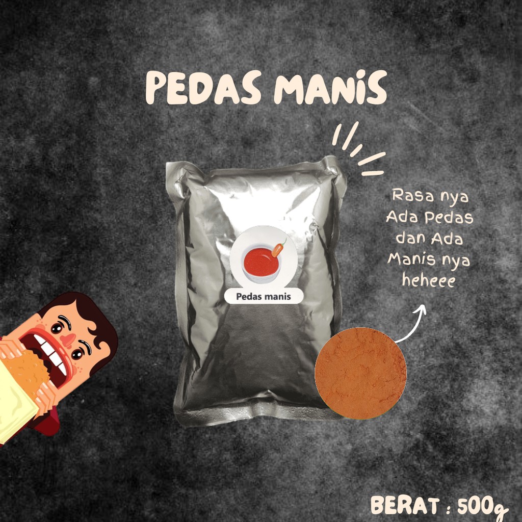 

BUMBU TABUR RASA PEDAS MANIS 500G - SEASONING POWDER TABURAN KENTANG KERIPIK AYAM JAMUR KRISPI