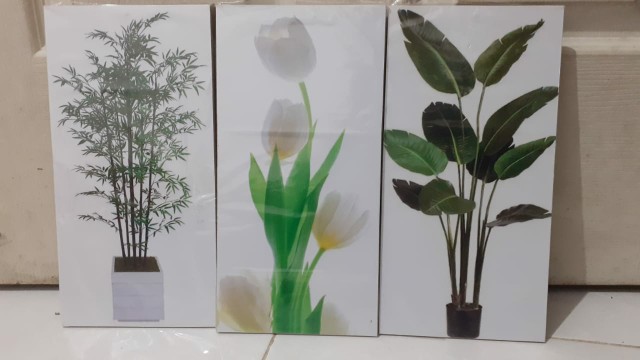 Media Hiasan Dinding Poster Kayu Leaf Dekorasi Rumah 15x30 Lf 22