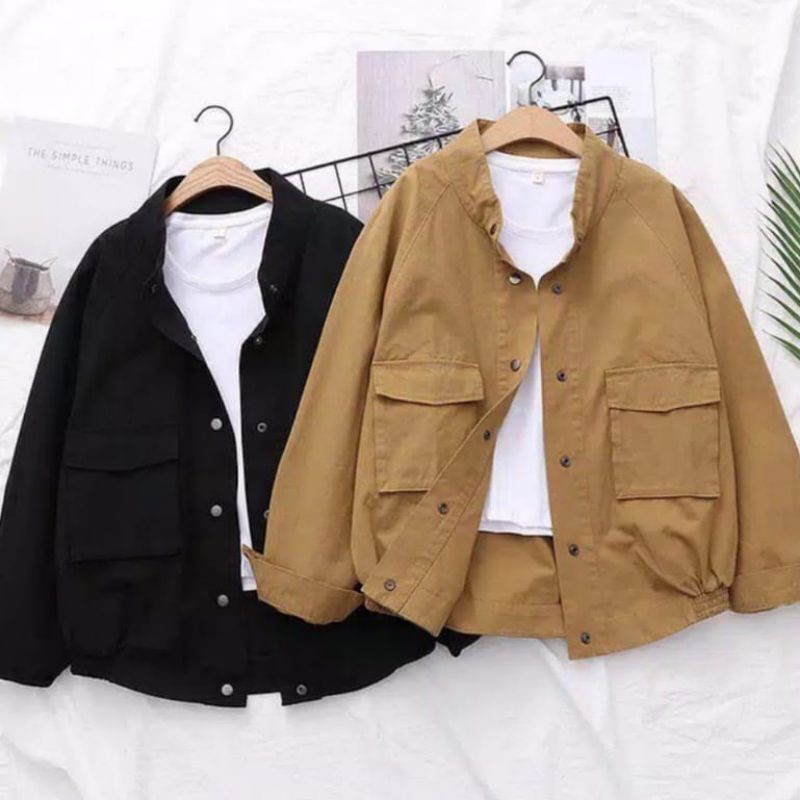 Parka Combo / Jaket Wanita / Atasan Rompi / Jaket Semi Parka / Bahan Kanvas