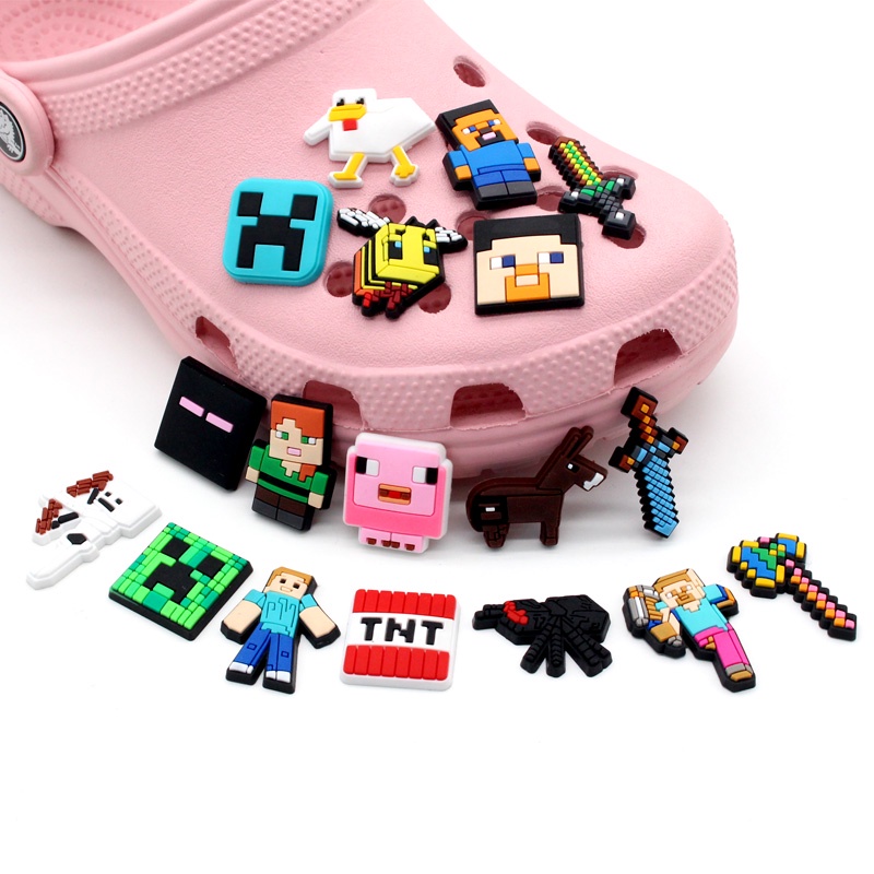 Game Jibbitz Crocs pin wanita charms sandal Dapat dilepas DIY my world Aksesoris Bahan Untuk Dekorasi Sepatu Hadiah anak pria