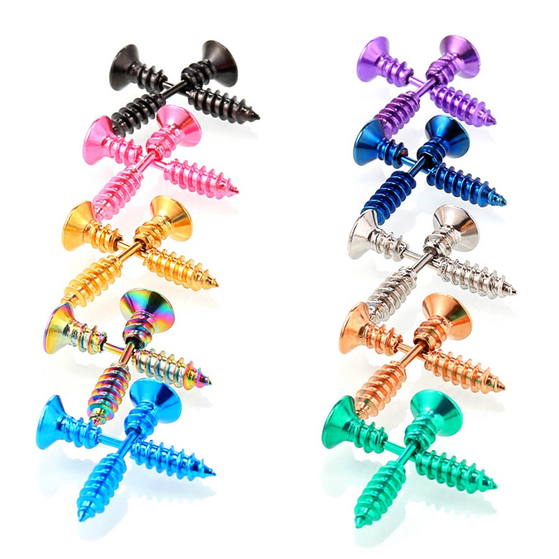 Hypoallergenic Earrings Screw Ear Studs Multi Color Halloween Pierced Gothic