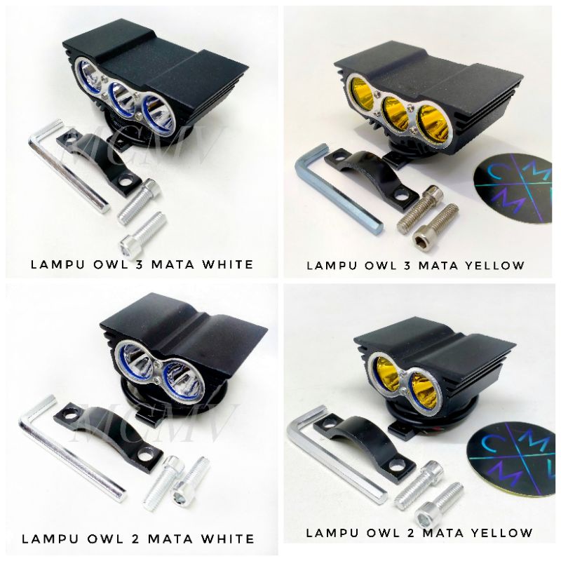 [BEST SELLER] LAMPU SOROT / TEMBAK LED MOTOR MINI OWL 3 MATA 30watt / 2 MATA + FLASH titik owl led cree motor