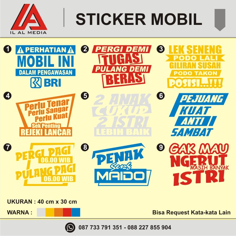 Sticker Kaca Mobil/Truck