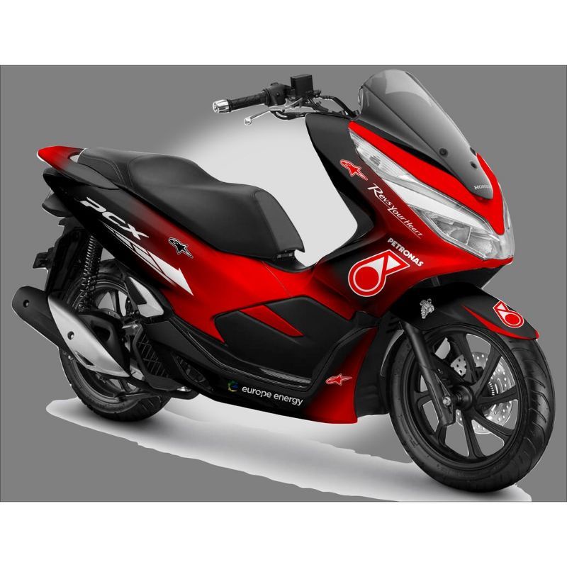 Decal Sticker Variasi Honda PCX 150 Fullbody Costum Motif PETRONAS MERAH