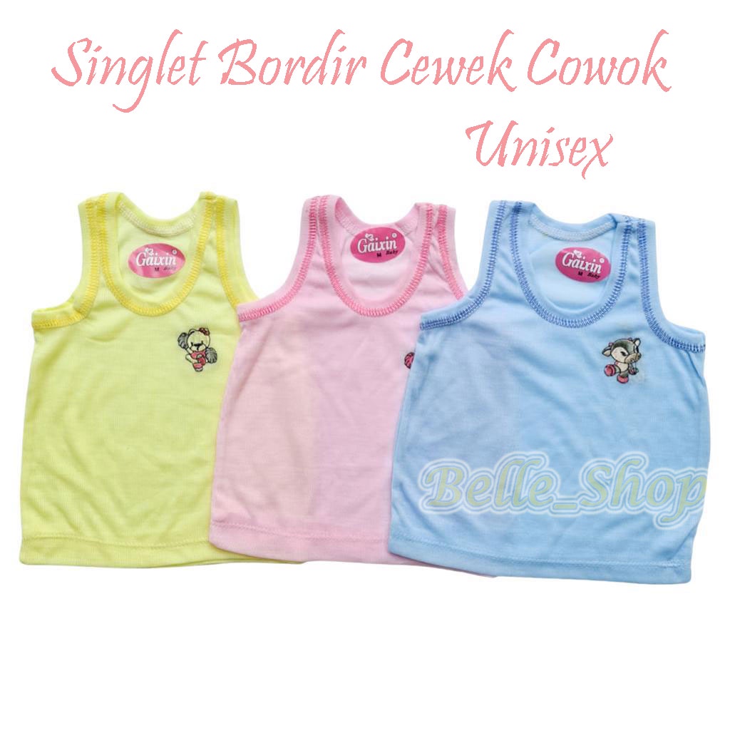 Singlet Anak Cewek Cowok Unisex Kaos Dalam Bordir Murah