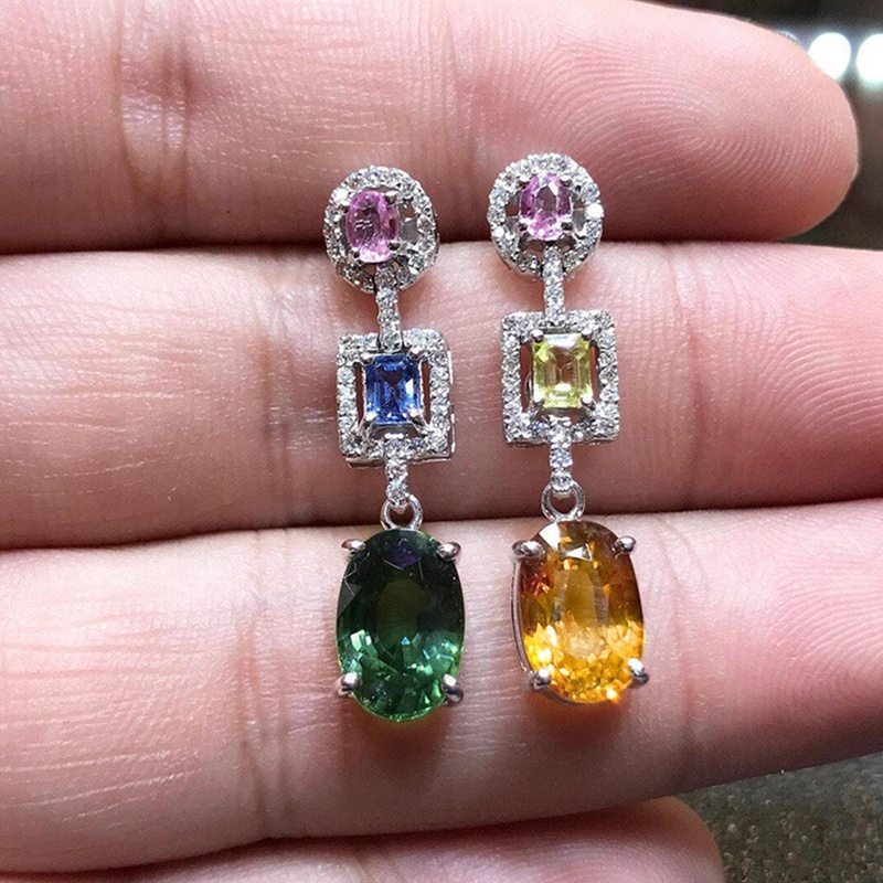 Fancyqube Anting Warna-Warni Terang Pink Kuning Biru Hijau Putih Untuk Wanita