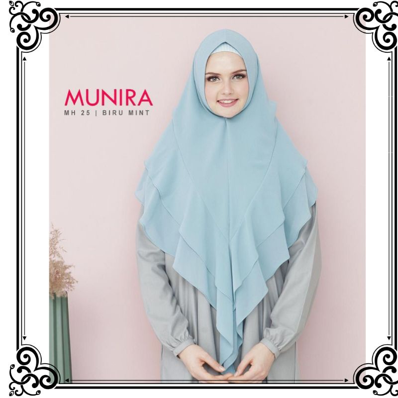 Jilbab Ceruty 2 Layer Pet Antem Hijab Syari Munira MH25 Khimar Instan Pesta Terbaru Kerudung Cerutty