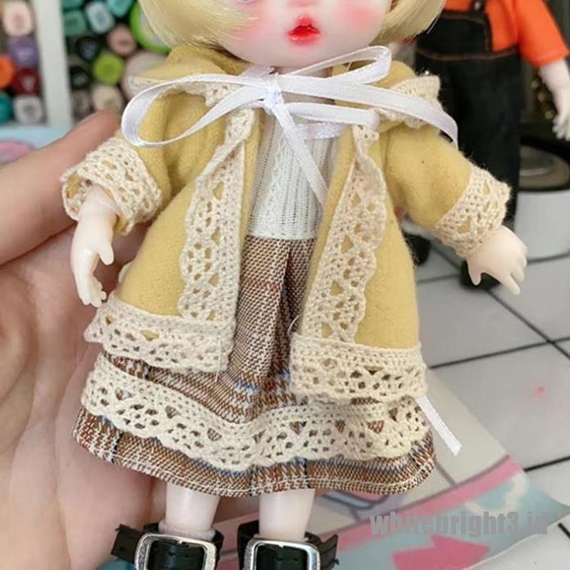 (white3) Mainan Dress Mini Tanpa Lengan Warna Putih Untuk Aksesoris Rumah Boneka 1: 8 DIY