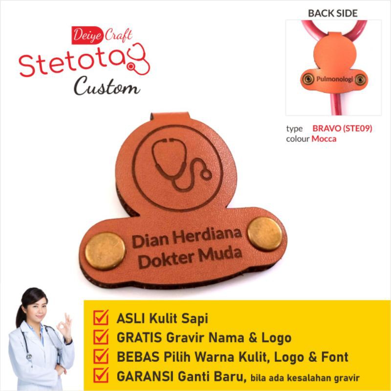 

PENANDA STETOSKOP Tag Custom Gratis Gravir Nama dan Logo (Model Bravo)