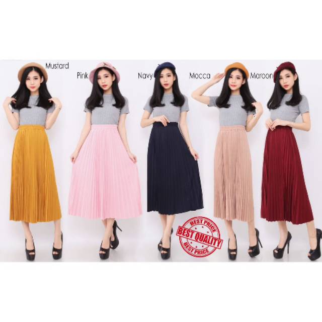 Rok Plisket - Rok Plisket 7/8 Bahan premium (Sebetis)