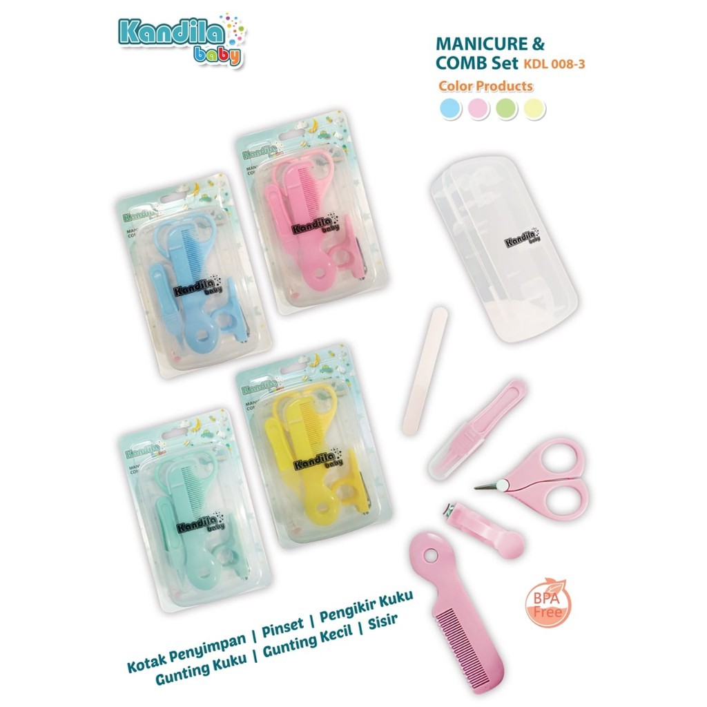 Set Gunting Kuku Sisir Bayi Kandila Baby Manicure &amp; Comb Set KDL008-3