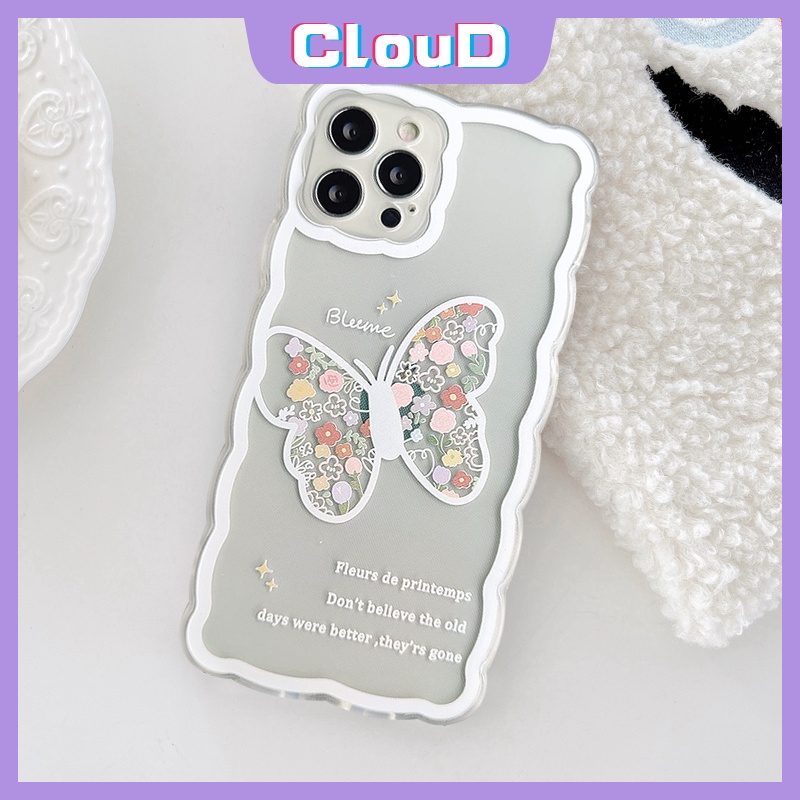 Soft Case Tpu Shockproof Motif Bunga Kupu-Kupu Untuk iPhone 11 Pro Max X XS Max 12 Pro XR 8Plus 7Plus 13 Pro Max Butterfly