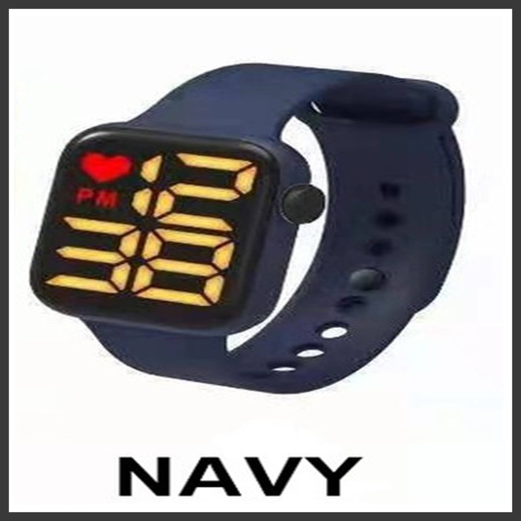 JY J021 Jam Tangan Elektronik Fashion Rubber LED Digital Anti Air Termurah Import-NAVY