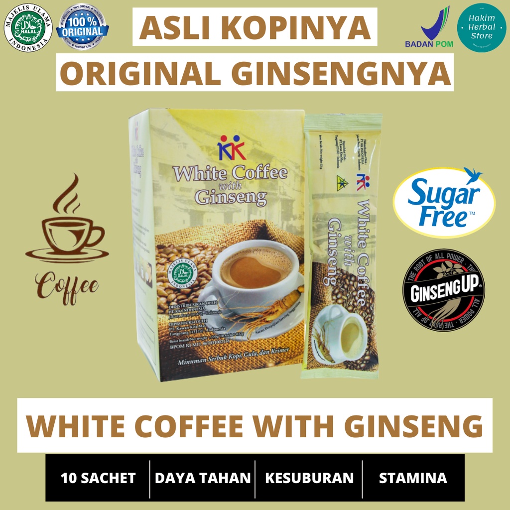 

White Coffee With Ginseng - Kopi Putih Gingseng Herbal | Meningkatkan stamina & kesuburan | Koffie Meringankan Strees & Lelah | Kemasan Sachet