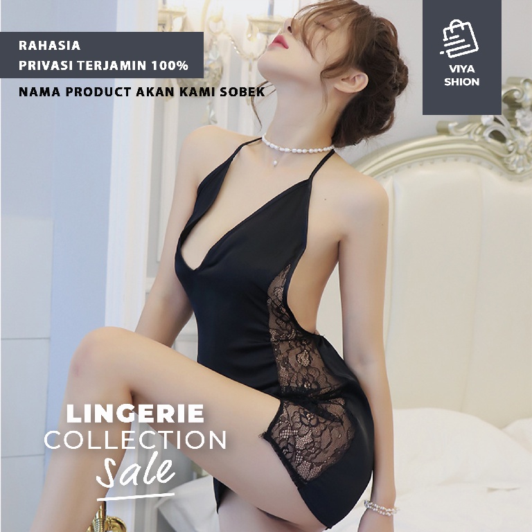 Lingerie Sexy Set Dress Gaun Piyama Baju Tidur Seksi Wanita Cosplay Hitam Hot Dewasa Cantik Menarik Premium-6