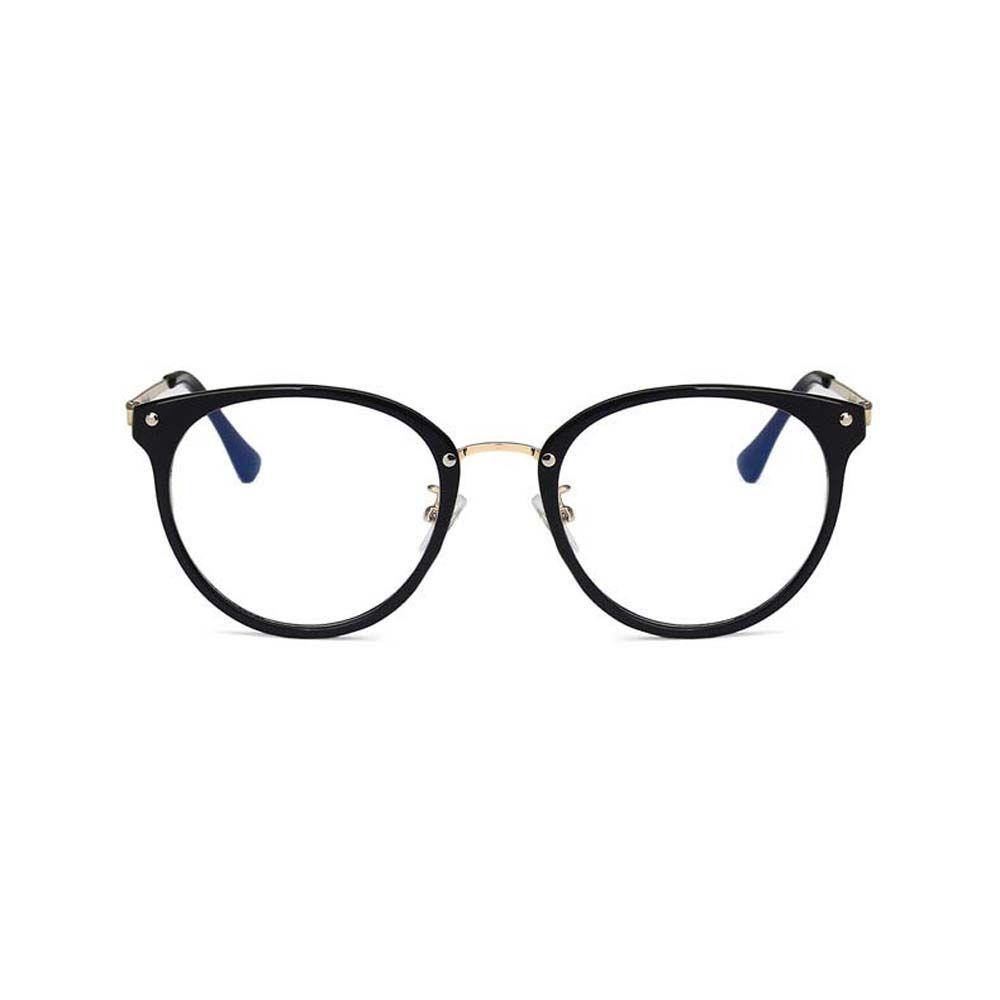 Mxbeauty Kacamata Anti Radiasi Fashion Hitam Optik Bulat Lensa Bening Metak Frame Wanita Eyeglasses