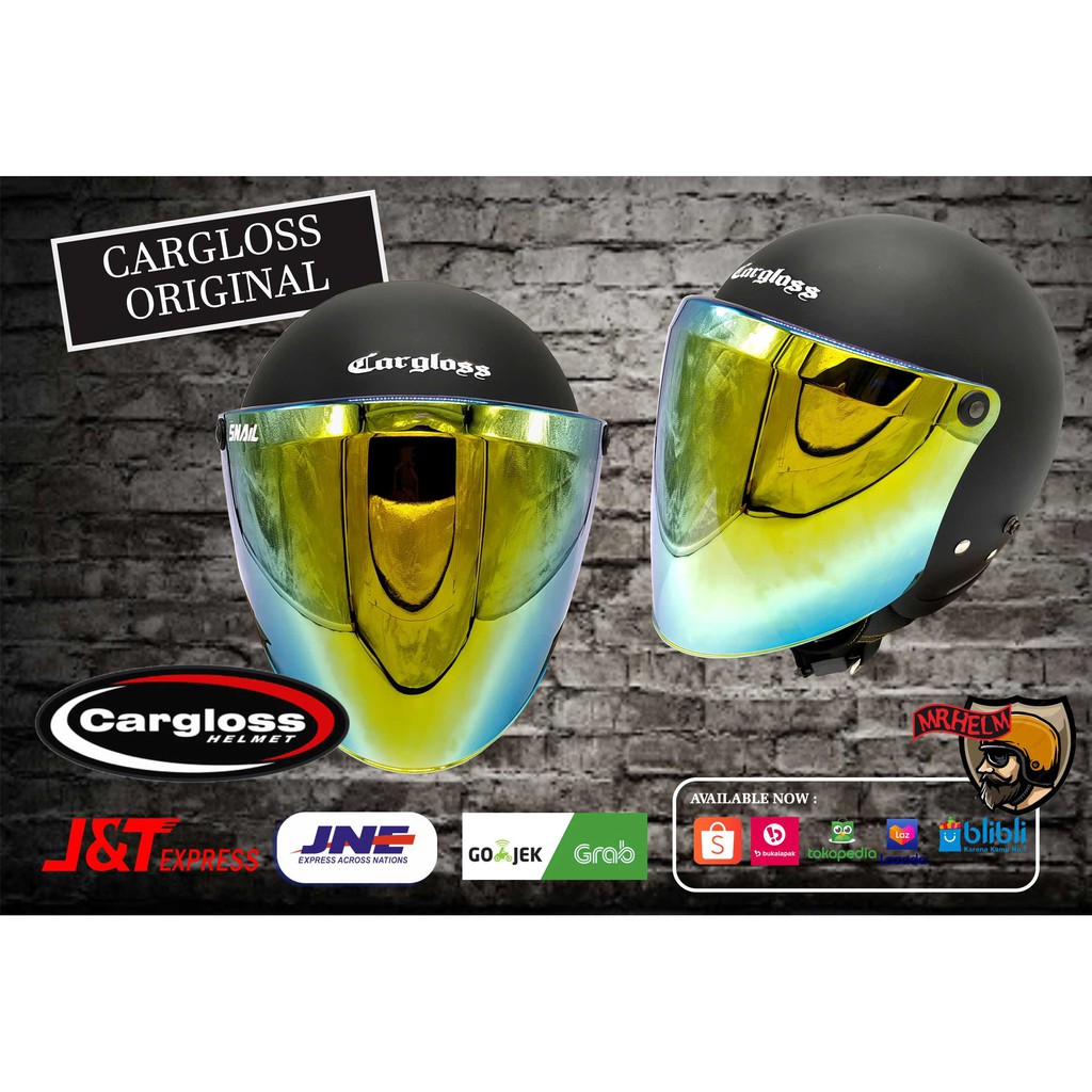 HELM CARGLOSS RETRO ORIGINAL + VISOR SNAIL GOLD PREMIUM QUALITY ( MR HELM )