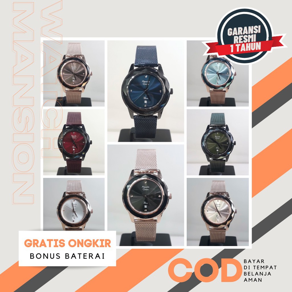 JAM TANGAN WANITA ALEXANDRE CHRISTIE 2908 AC2908 STAINLESS STEEL ORIGINAL GARANSI FREE BATERAI