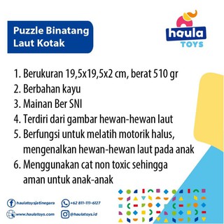 Mainan Kayu Anak Edukasi Puzzle Binatang  Laut  Kotak 