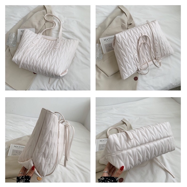 SG1990 syafniegalery tote bag kulit import motif garis v