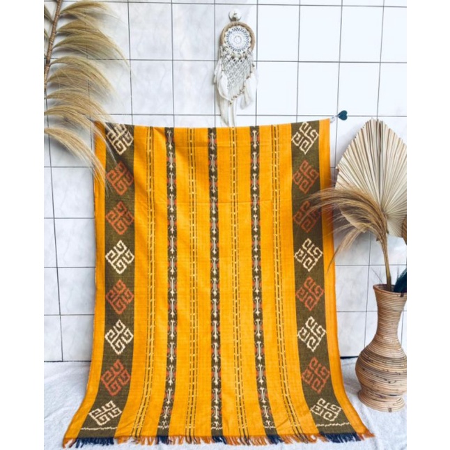 Kuning Kain Tenun Motif Toraja Kain Sulawesi Kuning Cerah Etnik