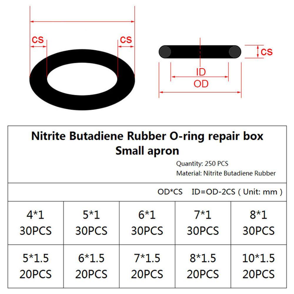 Suyo 225/200PCS NBR Seal Ring Kit Multifungsi Suhu Tinggi Perbaikan Accesories Sambungan Mesin Cuci