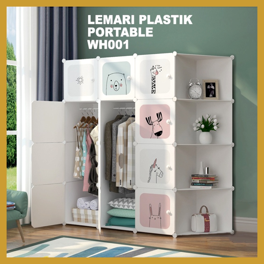 Promo Terbaru Lemari Plastik Portable Lemari Baju Serbaguna 12 Pintu 4 Rak Lemari Pakaian Bongkar Pasang GOSHOP88