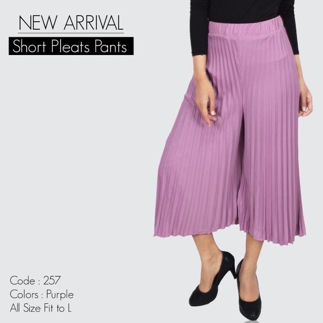 CELANA KULOT PENDEK 7/8 257 PLISKET PLEATS PANTS-soft purple