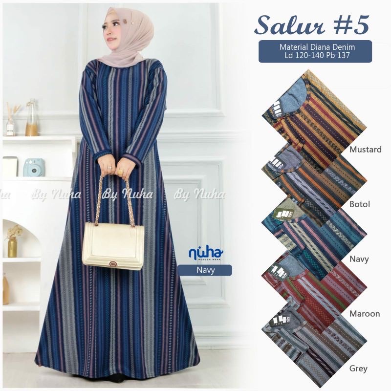 Salur maxy - LD120-130 Gamis Diana Denim Jumbo Bigsize Oversize Bumil / 025-6999