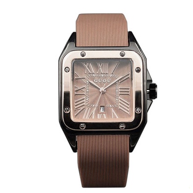 100%ORI GUOU【COD】2022 NEW  Jam tangan wanita Jam tahan air  Jam tangan sederhana jam tangan persegi skala Romawi Jam tangan pasangan-2