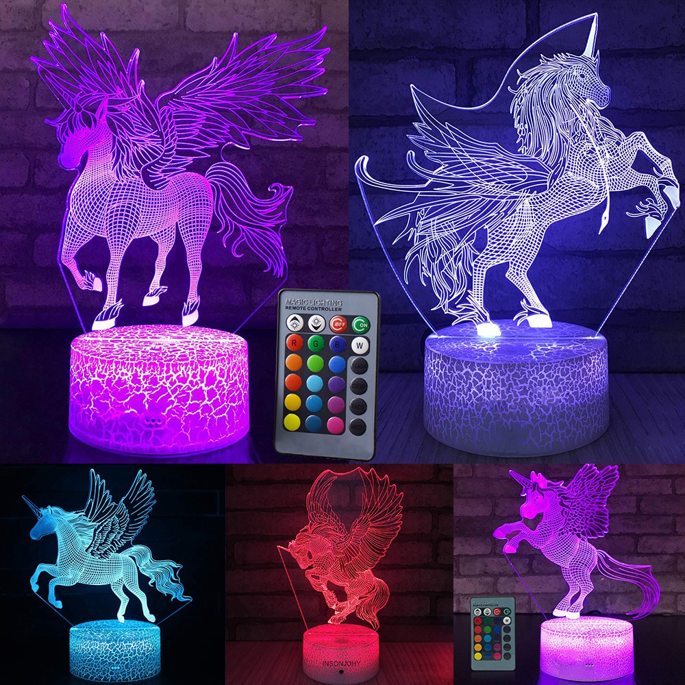  Lampu  Led  Bentuk Unicorn 3d Dengan Remote Control Untuk 