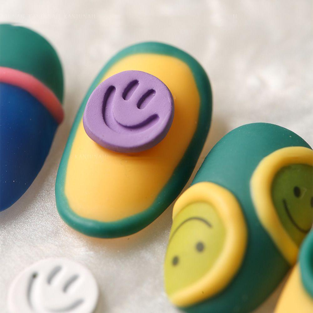 NEEDWAY Perhiasan Kuku Wajah Senyum Jepang Lucu Smiley Buttons Hiasan Kuku DIY